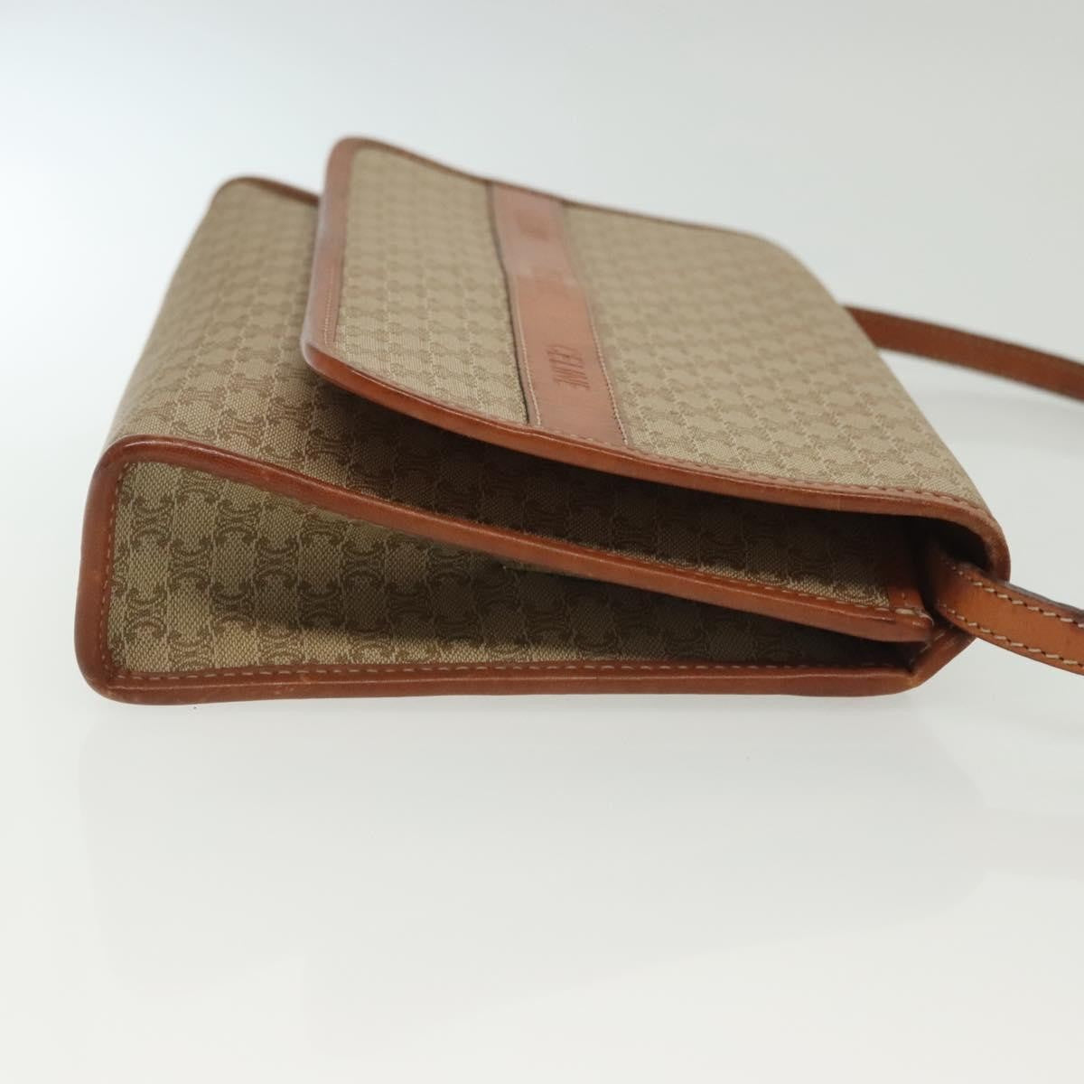 Celine Vintage Macadam Shoulder Bag Canvas And Leather Beige Canvas Bag