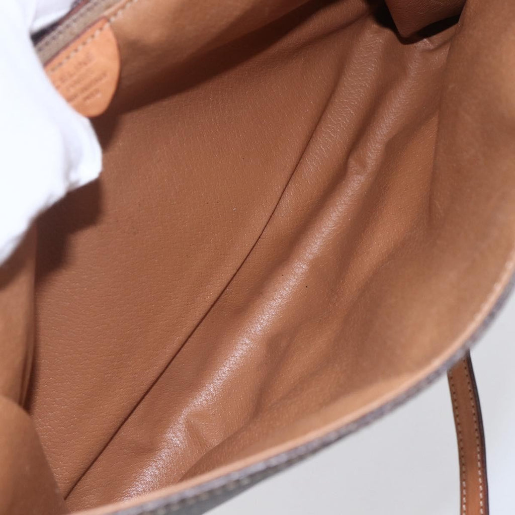 Celine Vintage Macadam Circle Logo Shoulder Bag Canvas And Leather Brown Canvas Shoulder Bag Bag