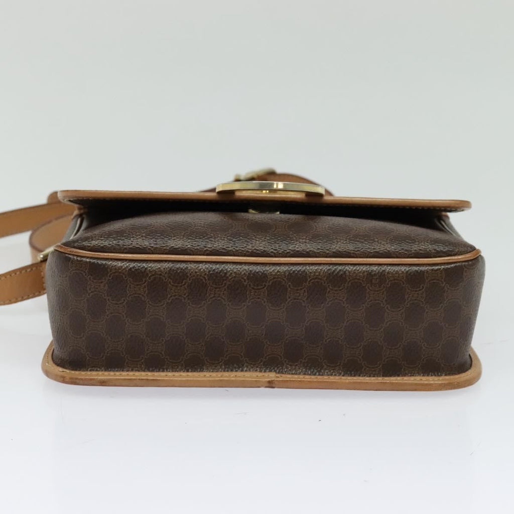 Celine Vintage Macadam Circle Logo Shoulder Bag Canvas And Leather Brown Pvc,Canvas Shoulder Bag Bag