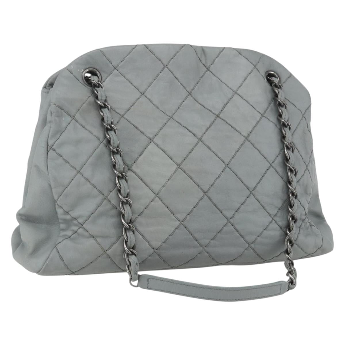 Chanel Just Mademoiselle Bag Quilted Leather Gray Leather Shoulder Bag Bag