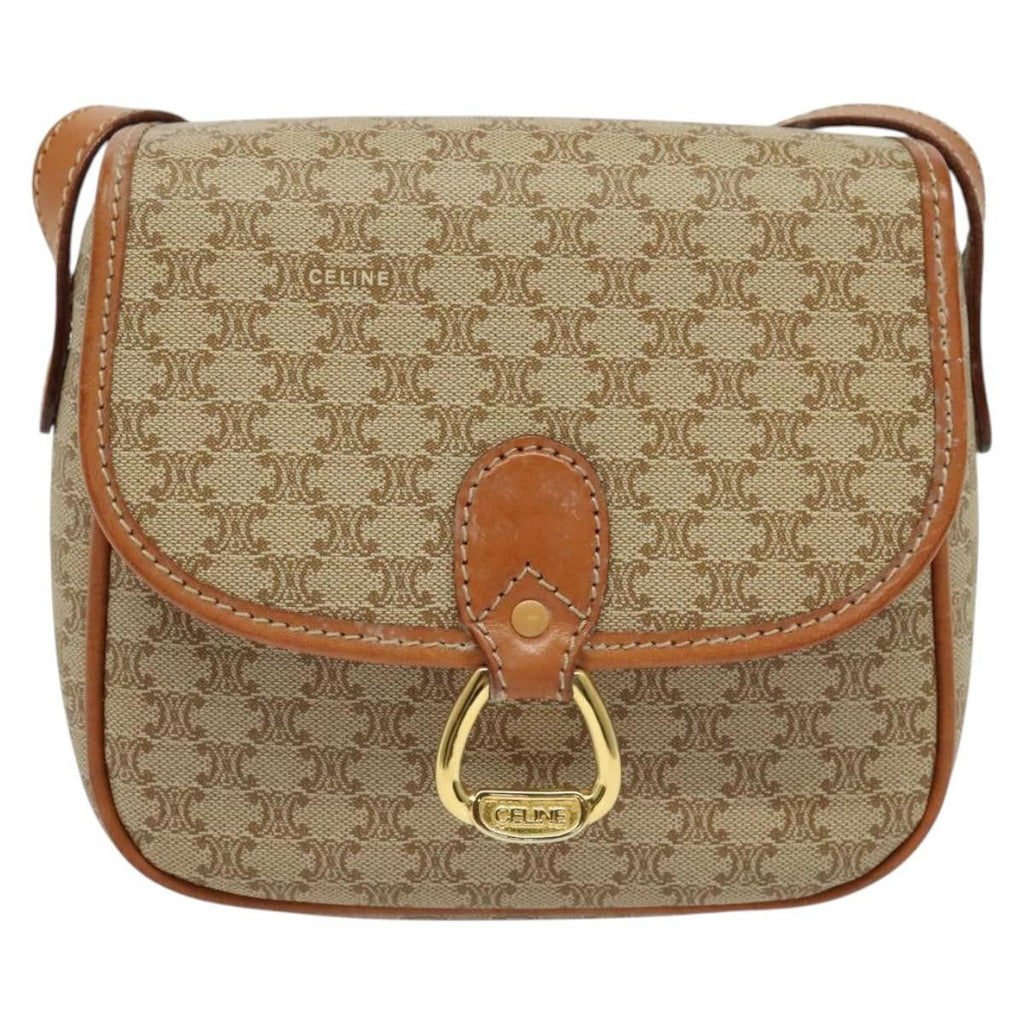 Celine Vintage Macadam Shoulder Bag Canvas Beige Canvas Bag
