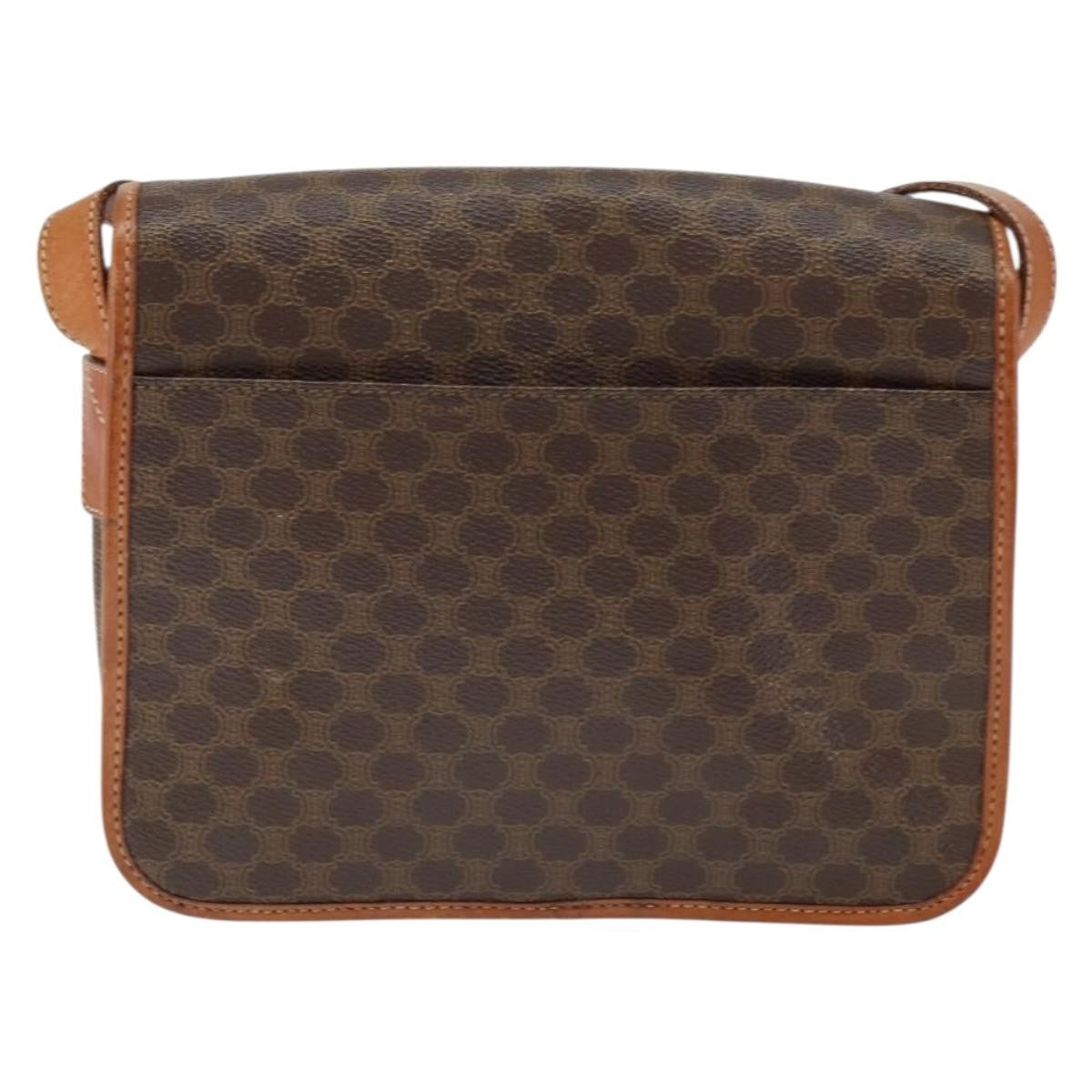 Celine Vintage Macadam Shoulder Bag Canvas And Leather Brown Canvas Shoulder Bag Bag
