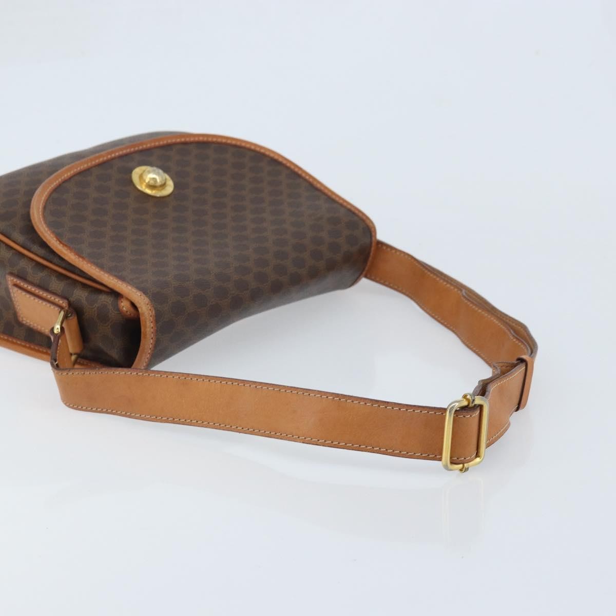 Celine Vintage Macadam Shoulder Bag Canvas And Leather Brown Canvas Shoulder Bag Bag