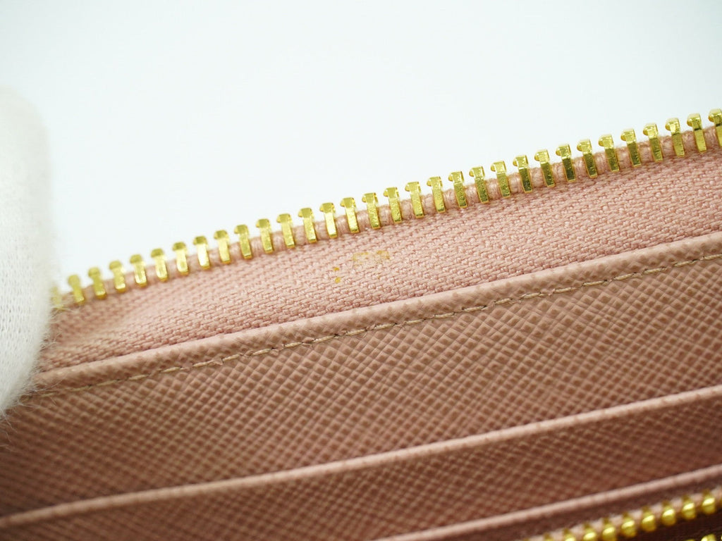 Prada Bow Zip Around Wallet Saffiano Leather Pink Leather Wallets Accessory