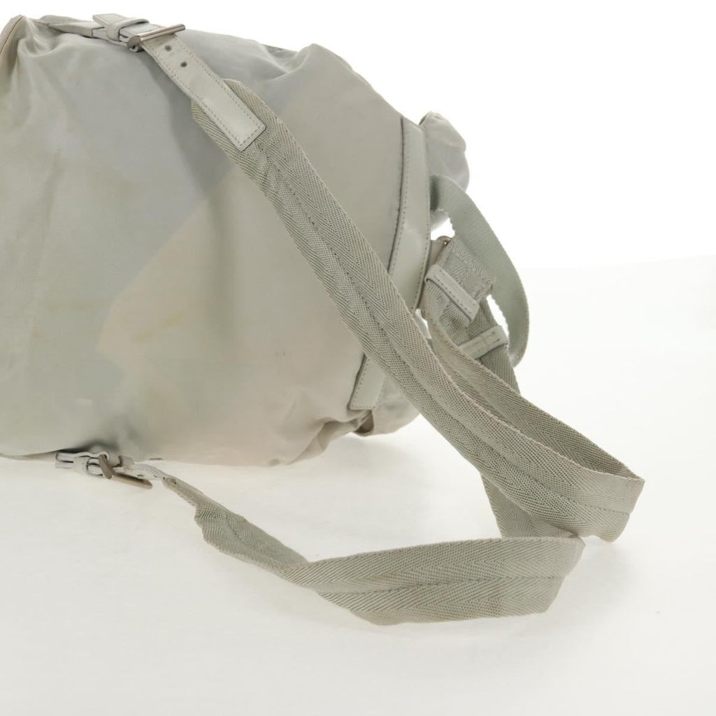 Prada Double Pocket Backpack Chain Shoulder Bag Re-Nylon Gray Nylon Backpack Bag