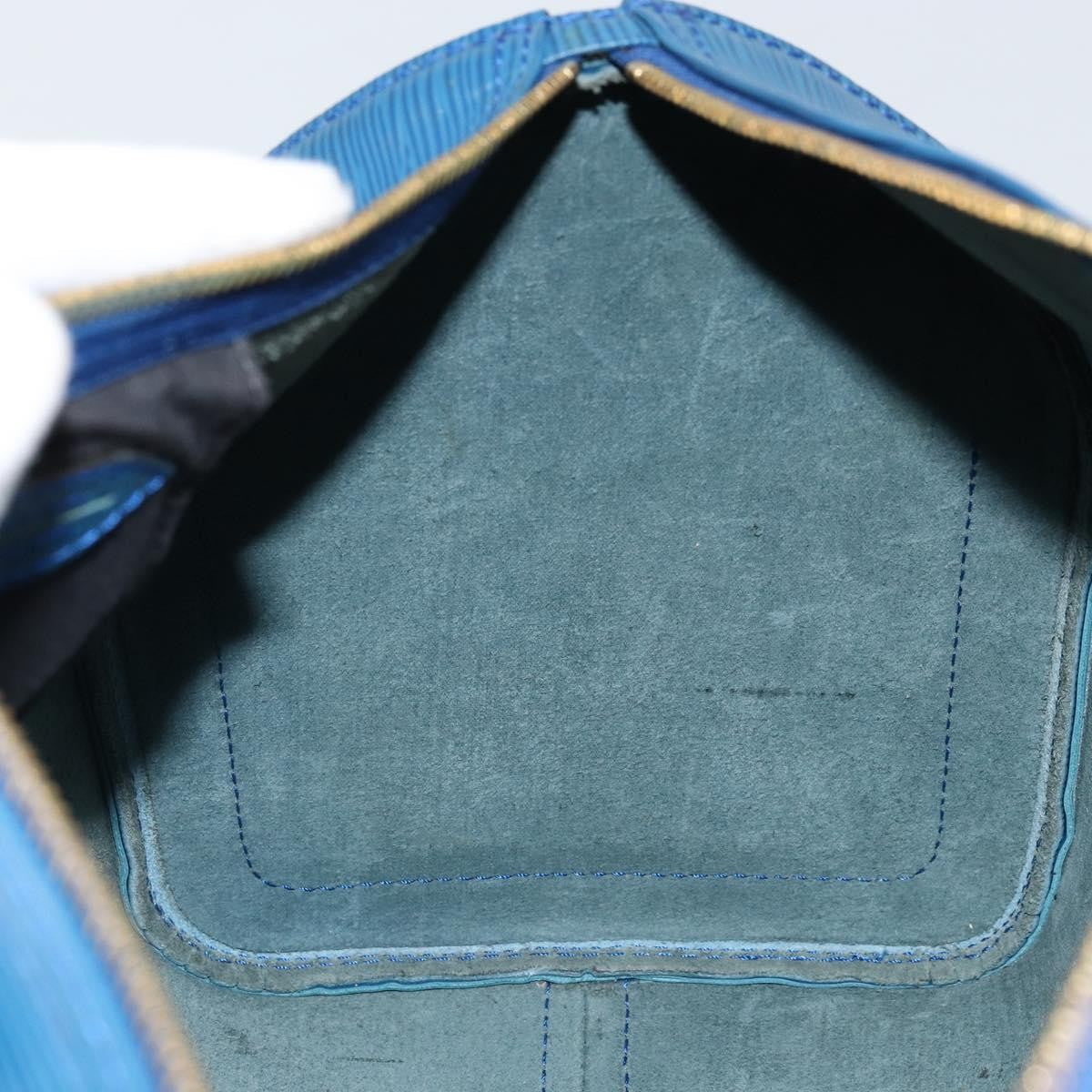 Louis Vuitton Speedy Handbag Epi Leather Blue Leather Handbag