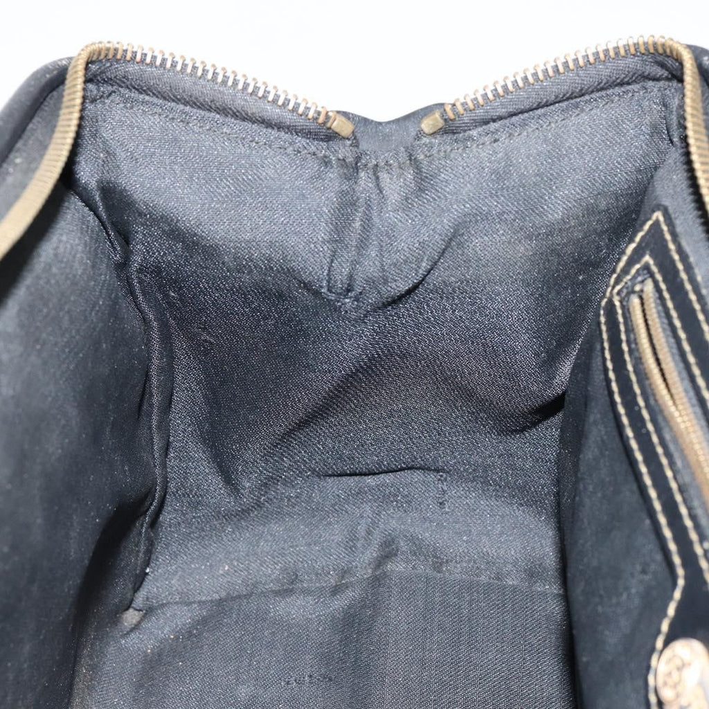 Fendi Vintage Pequin Boston Bag Coated Canvas Black Canvas Bag