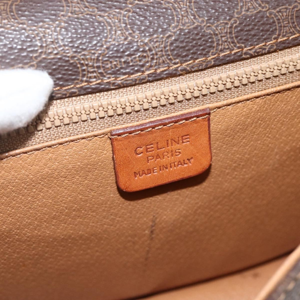 Celine Vintage Macadam Shoulder Bag Canvas And Leather Brown Canvas Shoulder Bag Bag