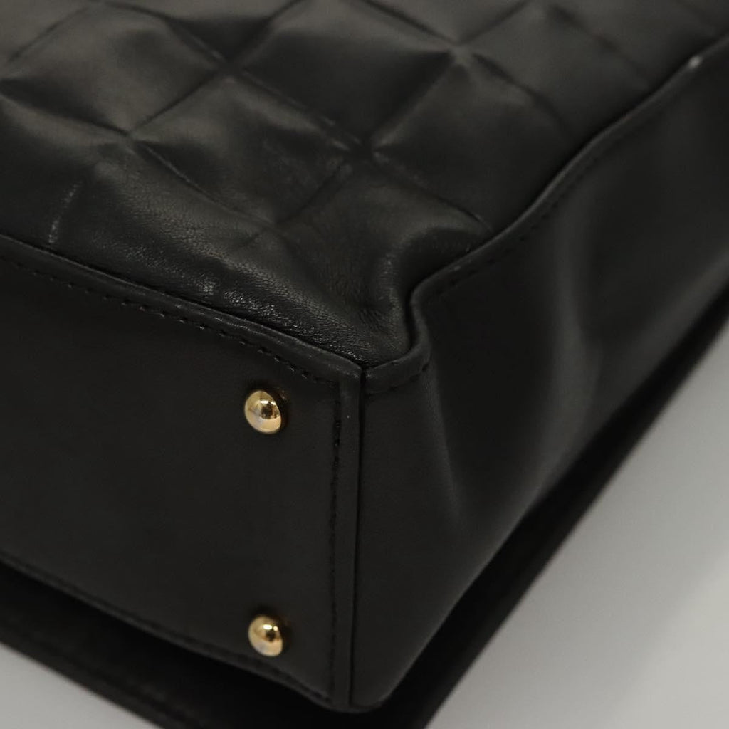 Chanel Chocolate Bar Cc Shoulder Bag Quilted Leather Black Leather Shoulder Bag Bag