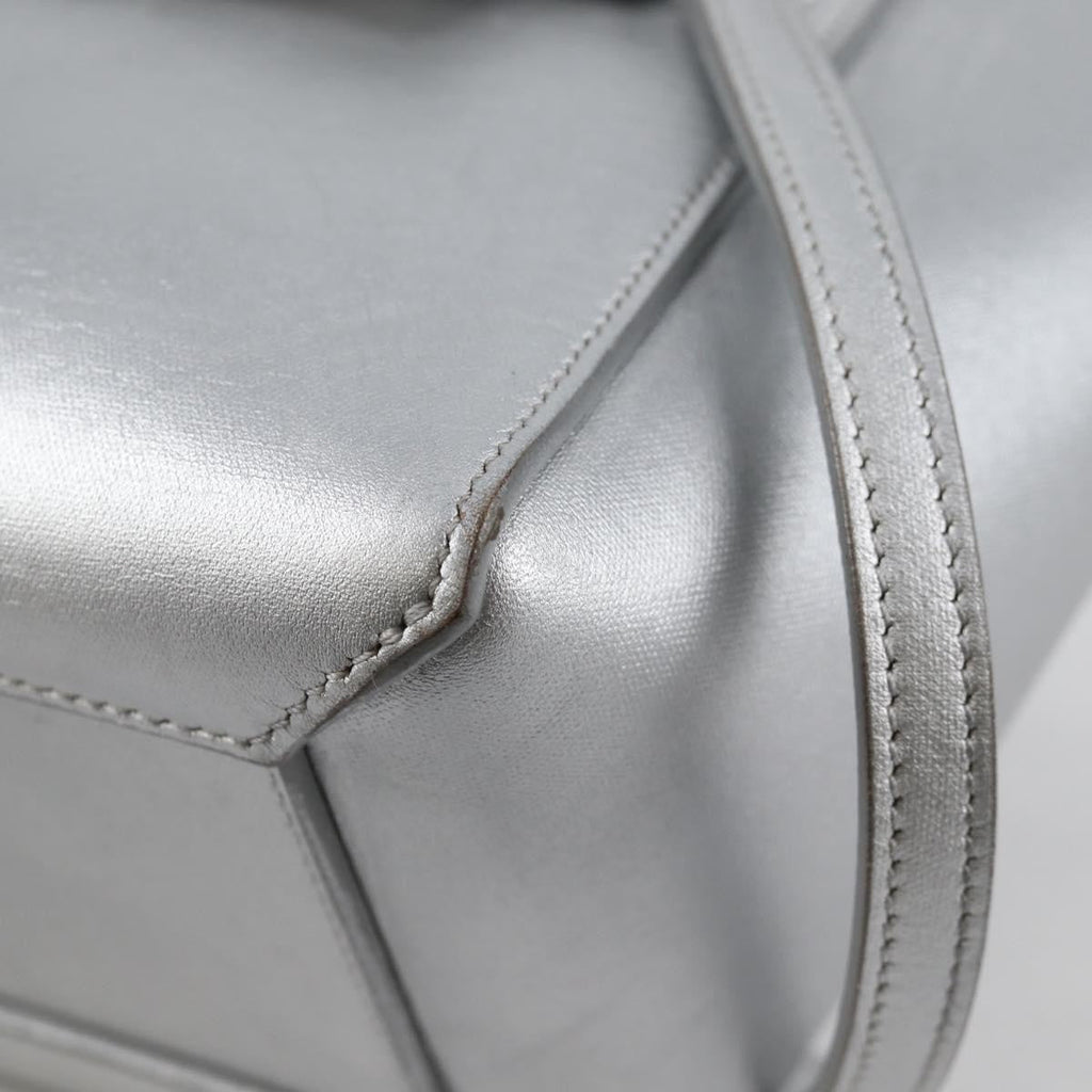 Celine Belt Bag Textured Leather Silver Leather Handbag