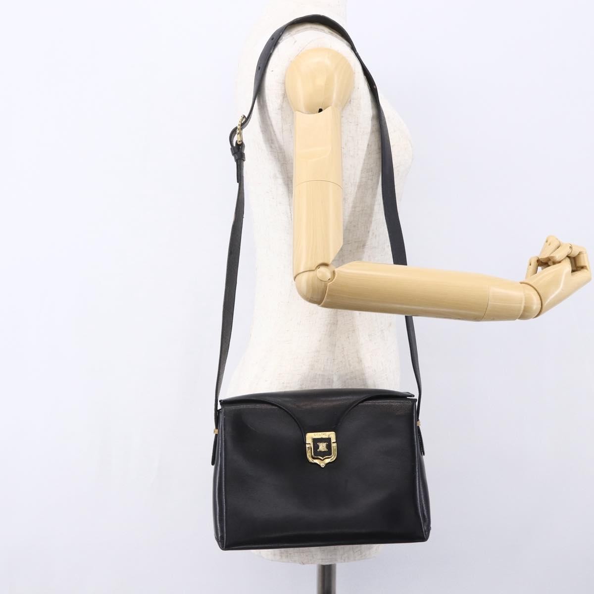 Celine Vintage Shoulder Bag Leather Black Leather Shoulder Bag Bag