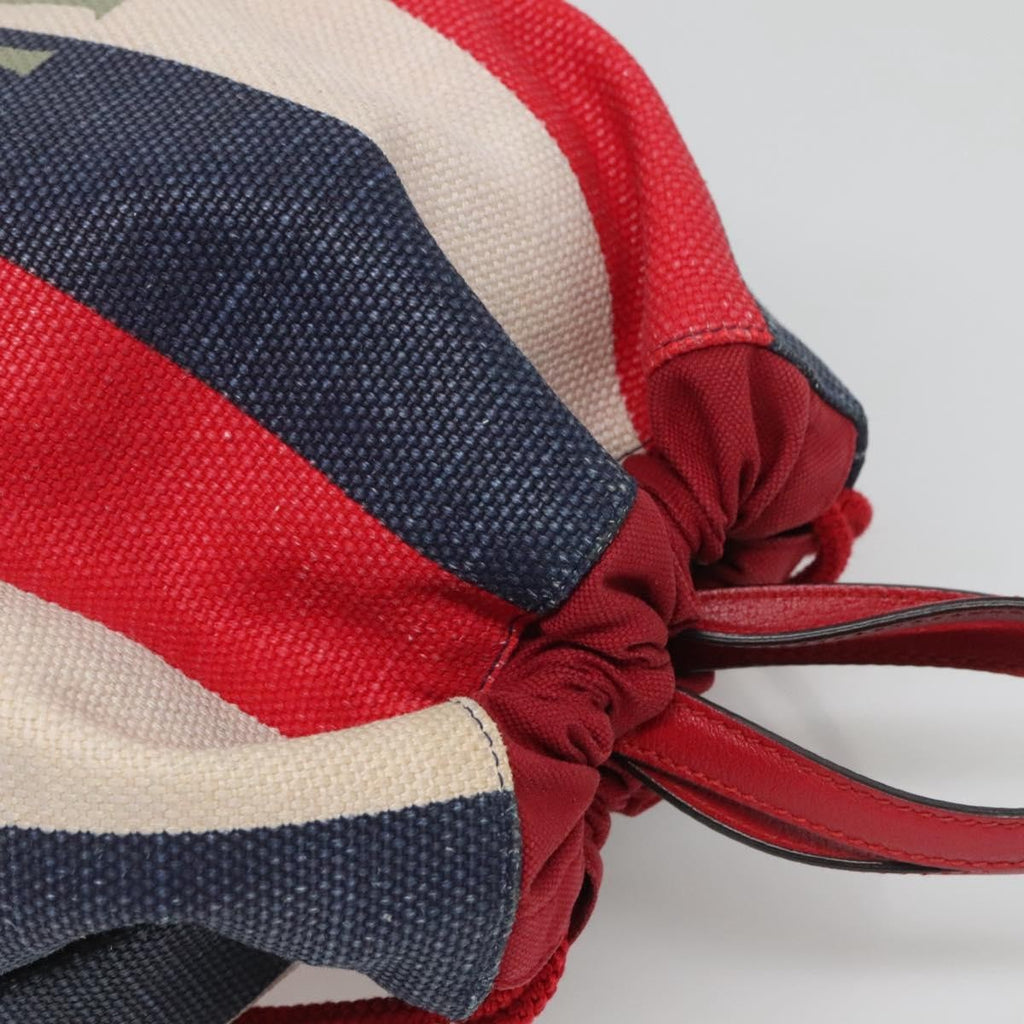 Gucci Logo Drawstring Backpack Striped Canvas Multicolour Canvas Backpack Bag (Pre-Owned)