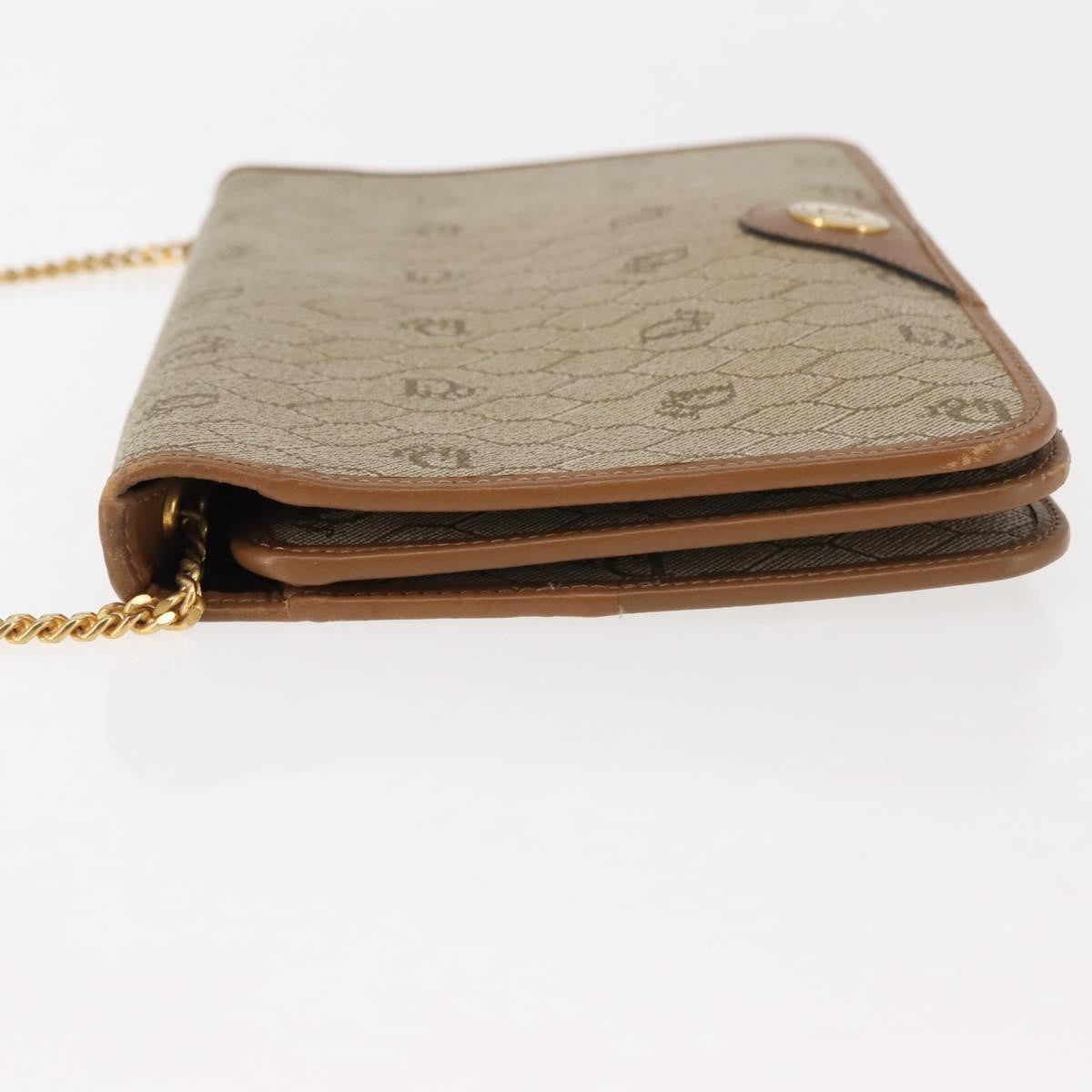 Christian Dior Vintage Honeycomb Chain Canvas Beige Canvas Shoulder Bag Bag (Pre-Owned)