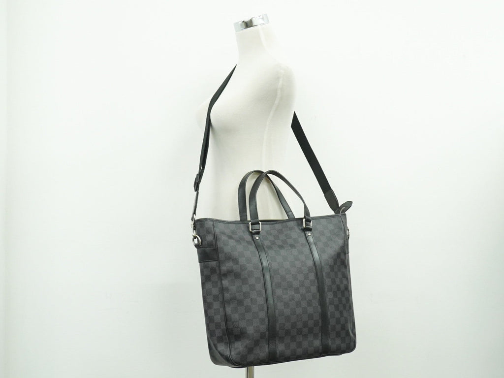 Louis Vuitton Tadao Handbag Damier Graphite Black Canvas Tote Bag
