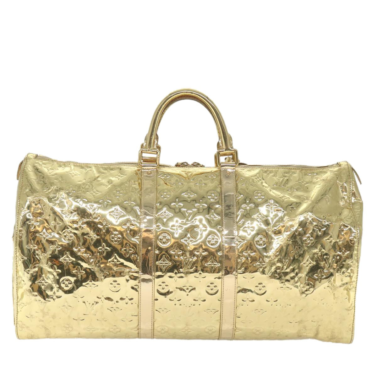 Louis Vuitton Keepall Bag Monogram Miroir Pvc Gold Patent_Leather Travel Bag