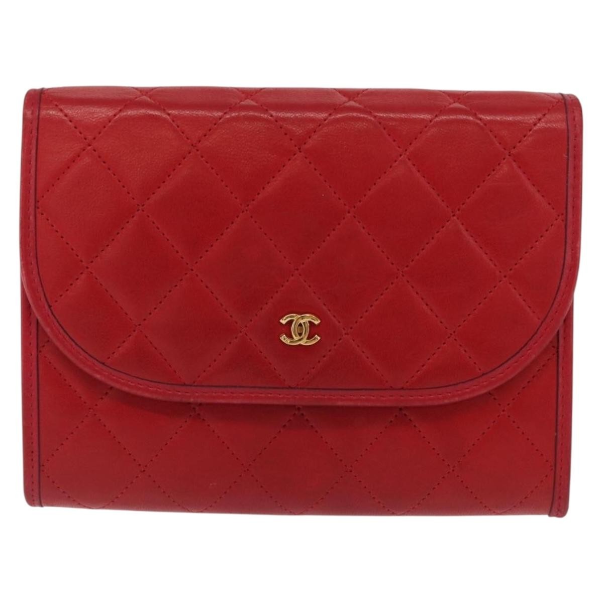 Chanel Vintage Clutch Leather Red Leather Clutche & Pouche Bag