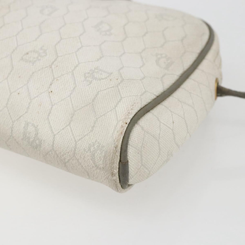 Christian Dior Vintage Honeycomb Shoulder Bag Canvas And Leather White Canvas Shoulder Bag Bag (Pre-Owned)