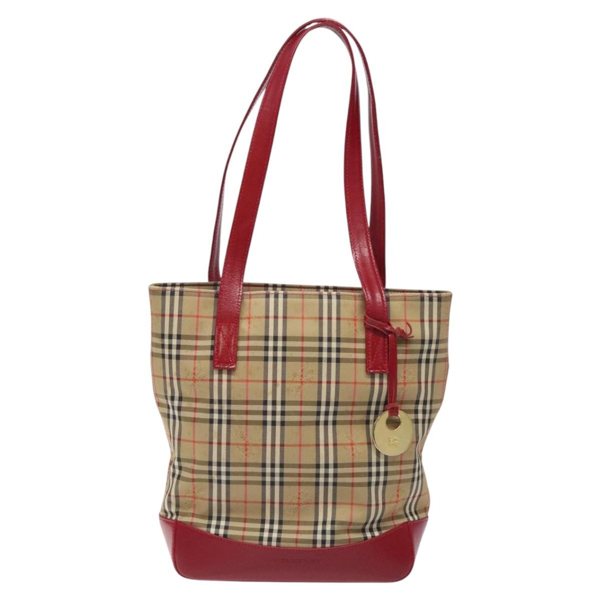 Burberry Nova Check Tote Canvas And Leather Red Canvas Tote Bag