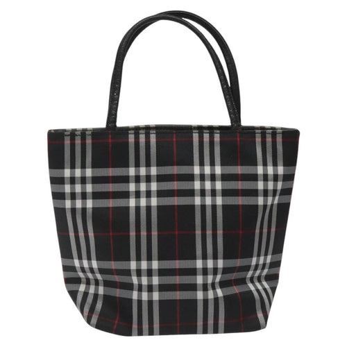Burberry Nova Check Tote Nylon Black Nylon Handbag