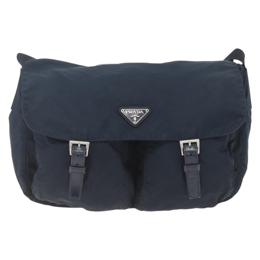 Prada Zip Buckle Messenger Bag Tessuto Navy Nylon Shoulder Bag Bag