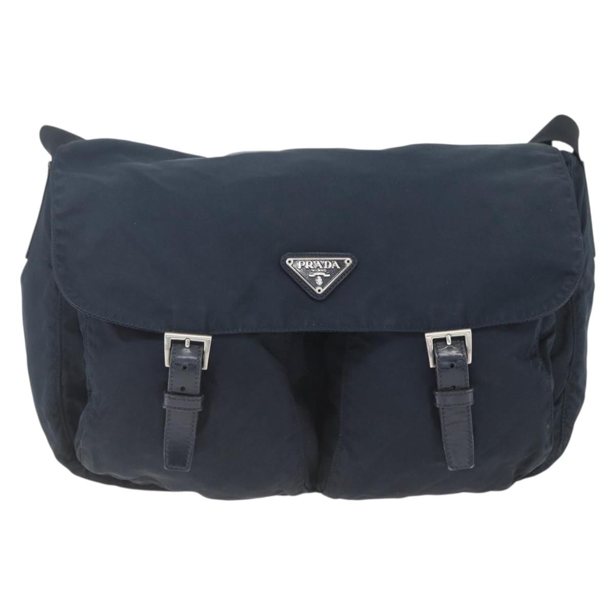 Prada Zip Buckle Messenger Bag Tessuto Navy Nylon Shoulder Bag Bag