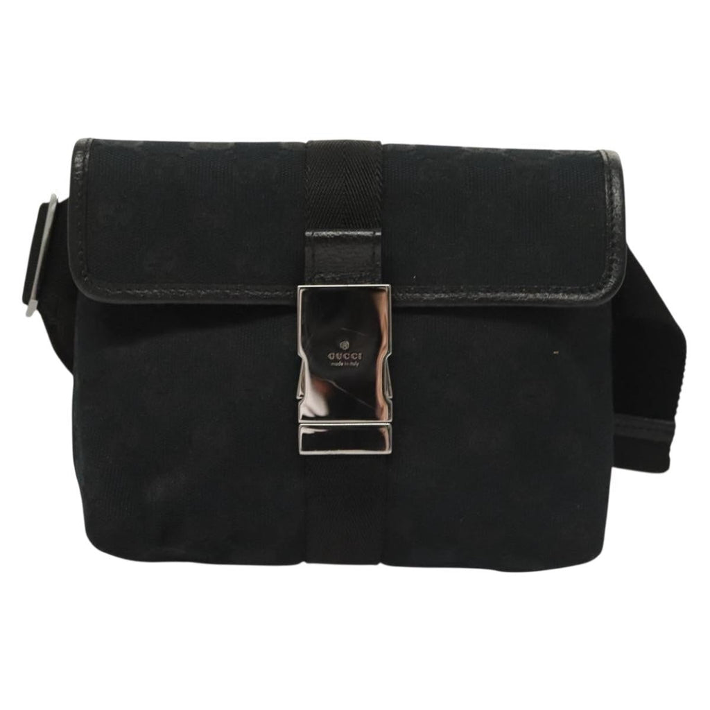 Gucci Buckle Belt Bag Gg Canvas Black Canvas Bag (Pre-Owned)