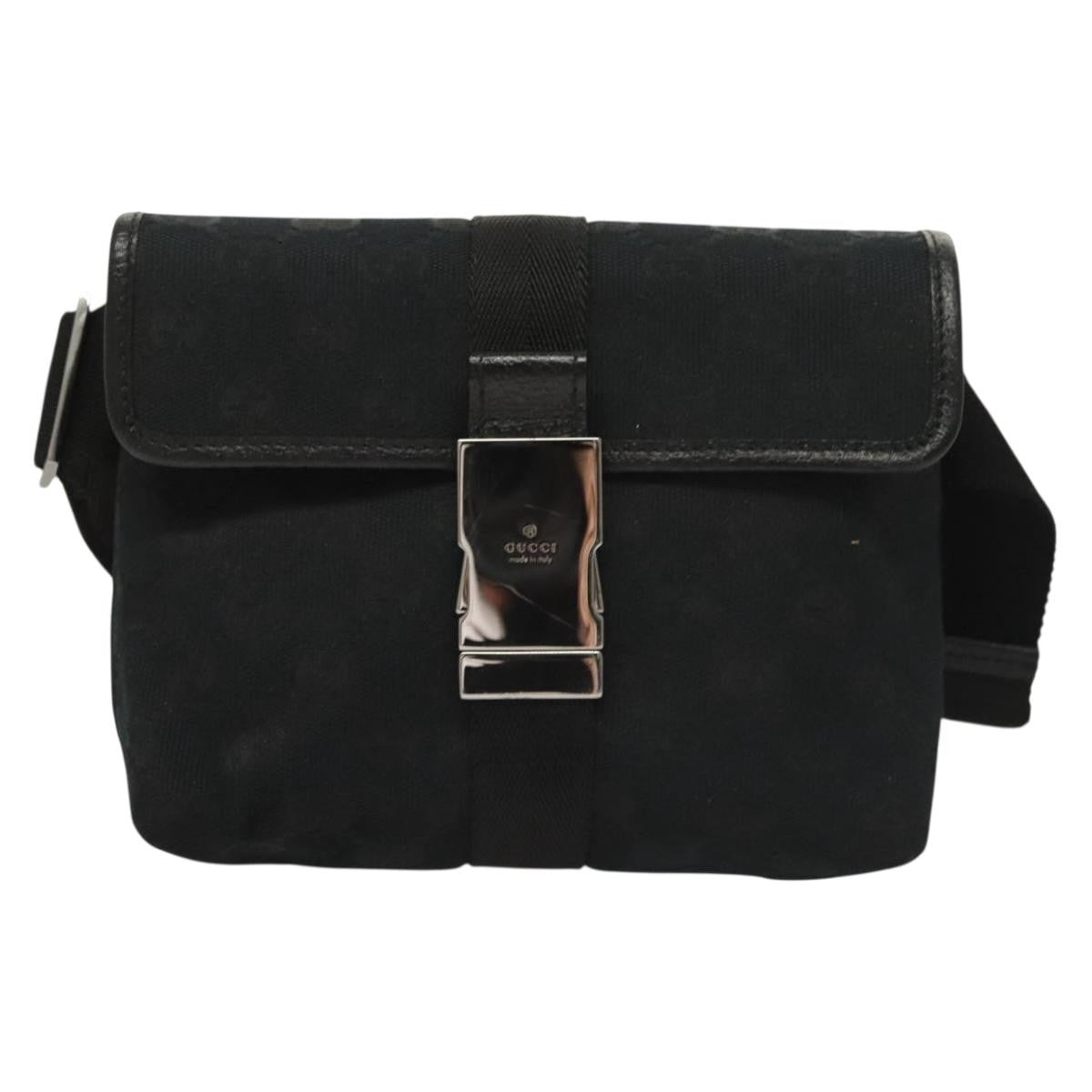 Gucci Buckle Belt Bag Gg Canvas Black Canvas Bag (Pre-Owned)