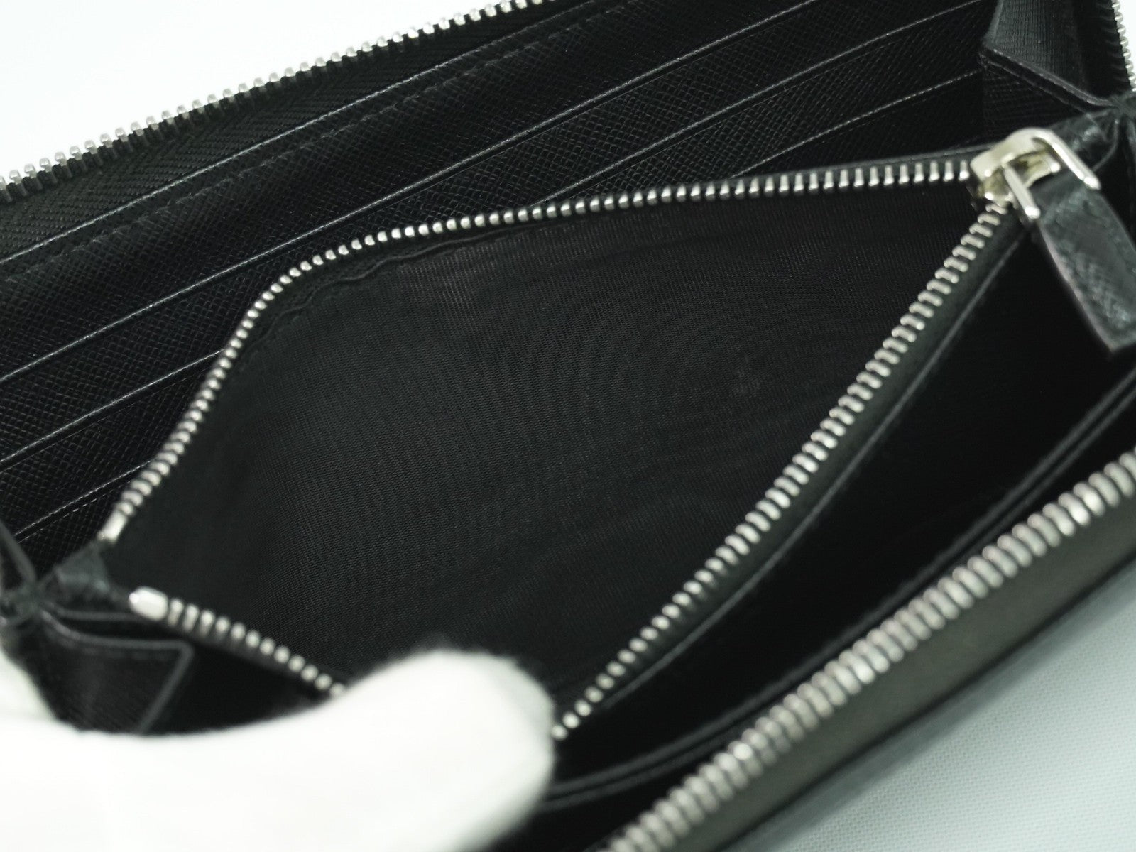 Prada Saffiano Wallet Leather Black Leather Wallets Accessory
