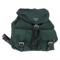 Prada Vela Double Front Pocket Backpack Tessuto With Saffiano Leather Khaki Nylon Backpack Bag