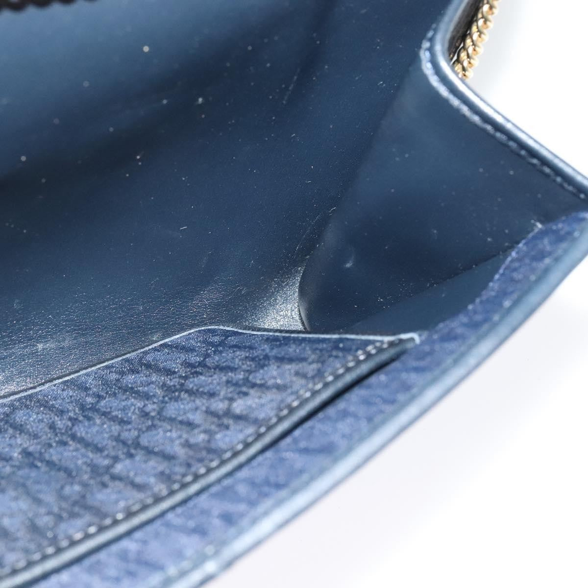 Christian Dior Vintage Chain Flap Shoulder Bag Diorissimo Canvas Navy Canvas Shoulder Bag Bag (Pre-Owned)