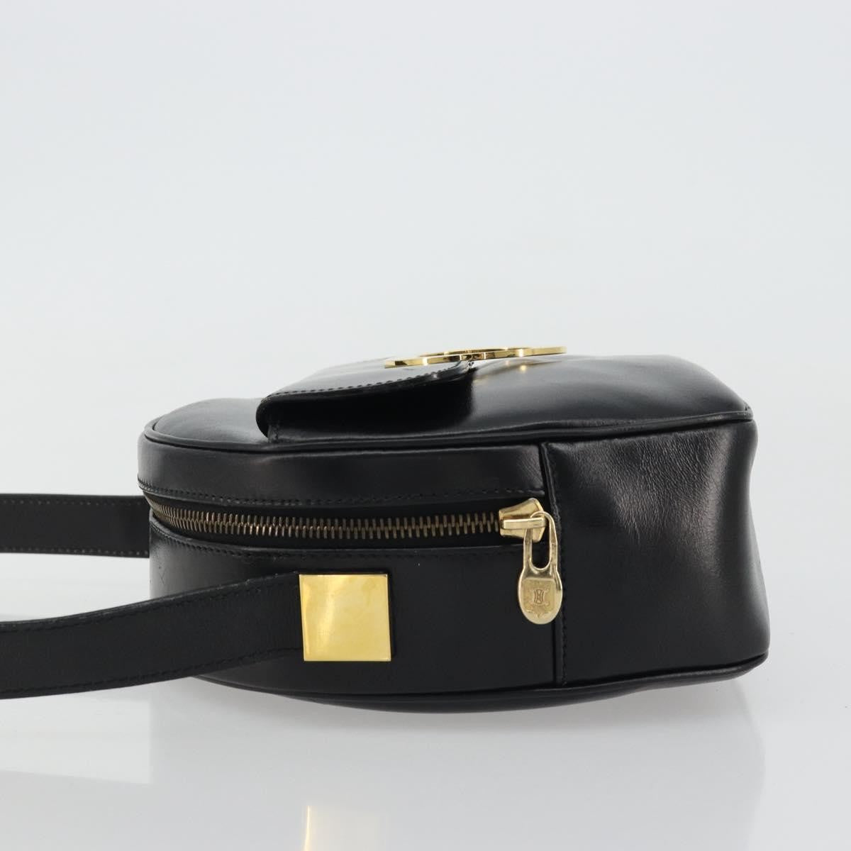 Celine Circle Logo Shoulder Bag Leather Black Leather Shoulder Bag Bag
