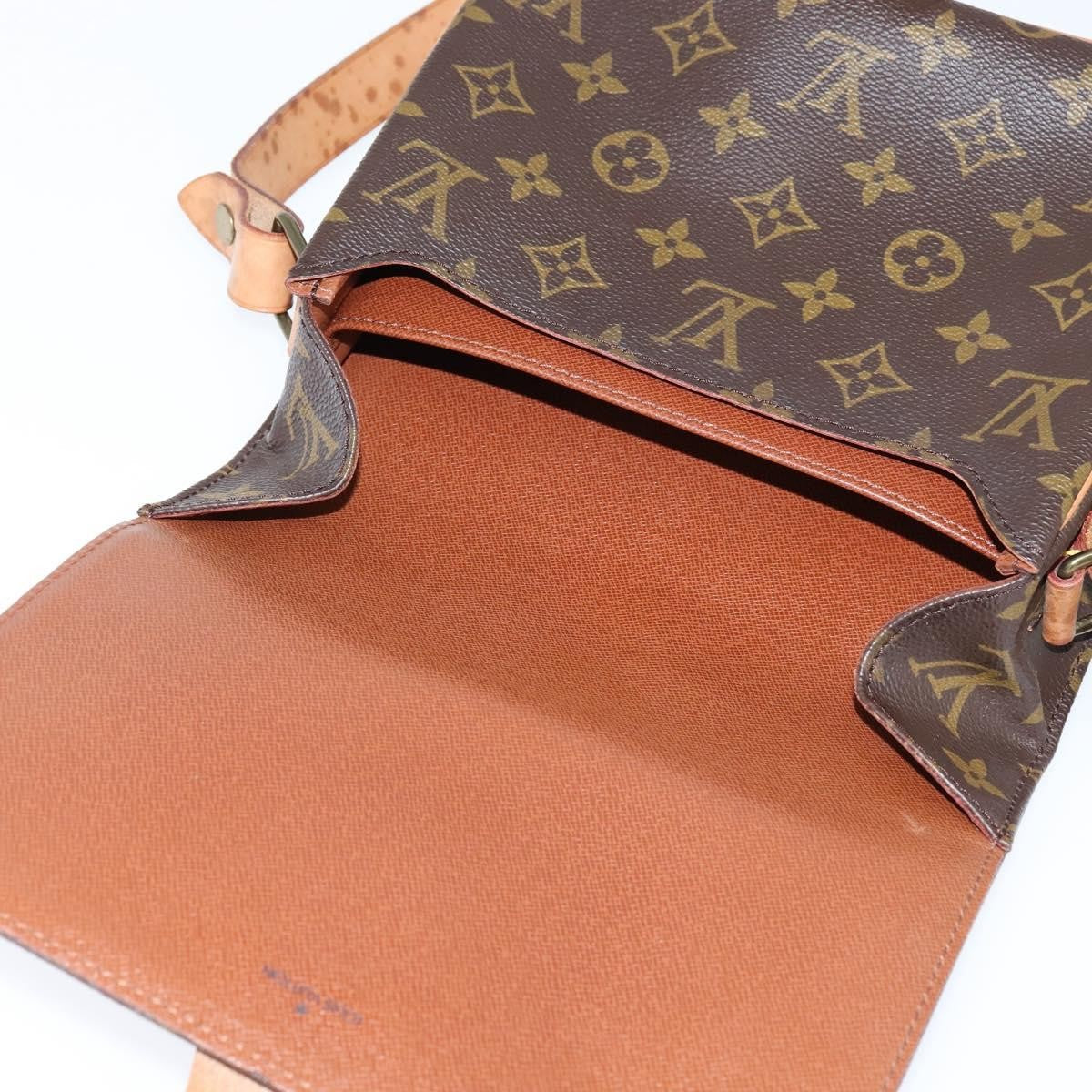 Louis Vuitton Cartouchiere Handbag Monogram Canvas Brown Canvas Shoulder Bag