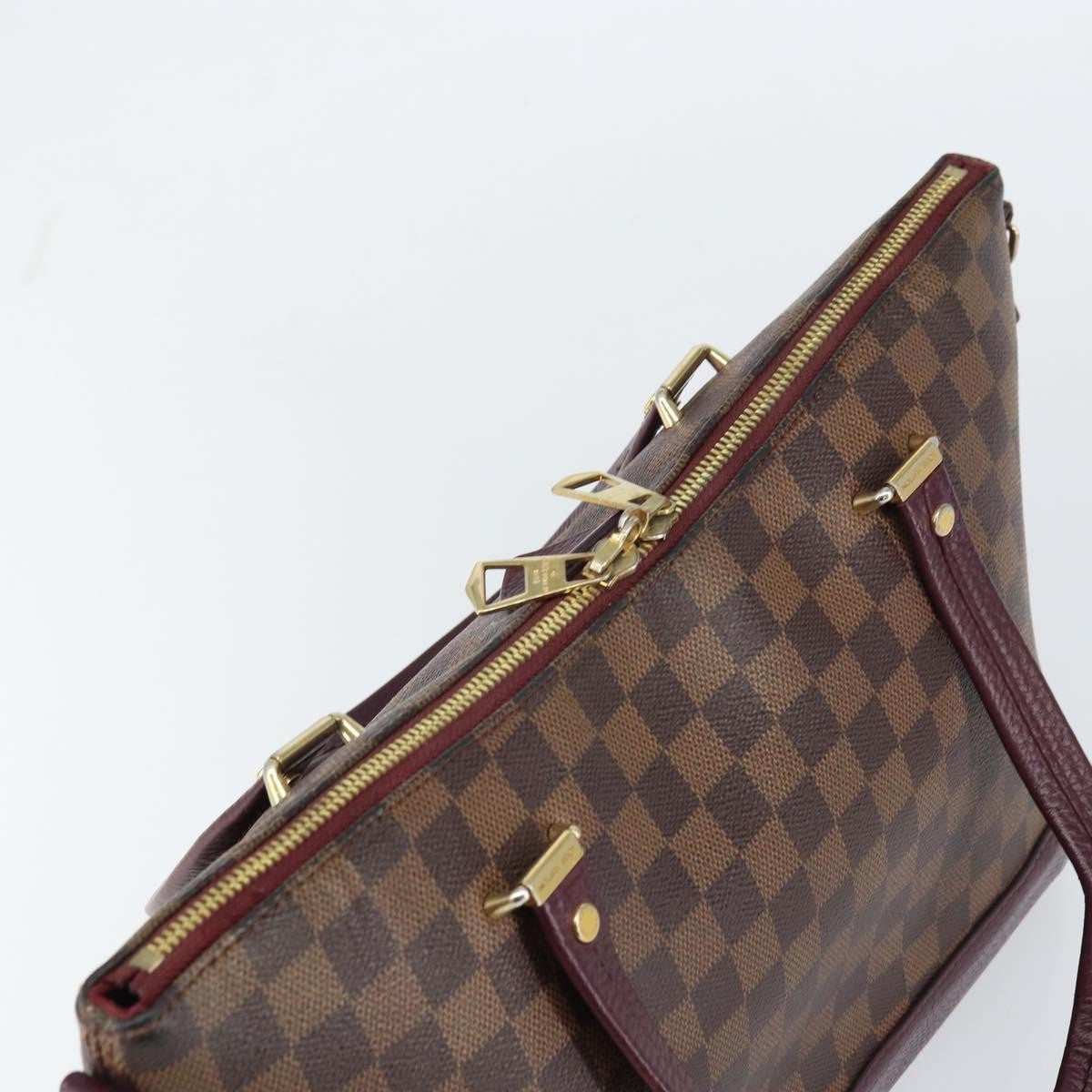 Louis Vuitton Hyde Park Handbag Damier With Leather Brown Canvas Handbag
