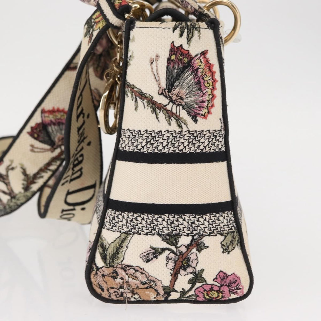 Christian Dior Lady D-Lite Bag Embroidered Canvas Multicolour Canvas Handbag (Pre-Owned)
