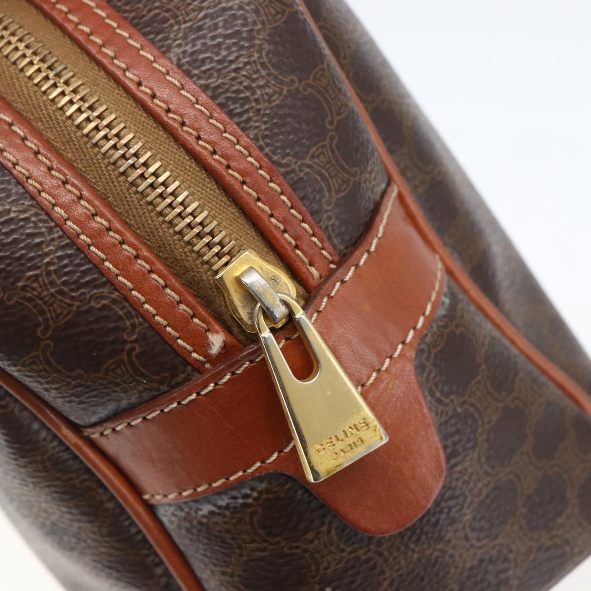 Celine Vintage Macadam Handbag Canvas And Leather Brown Canvas Handbag