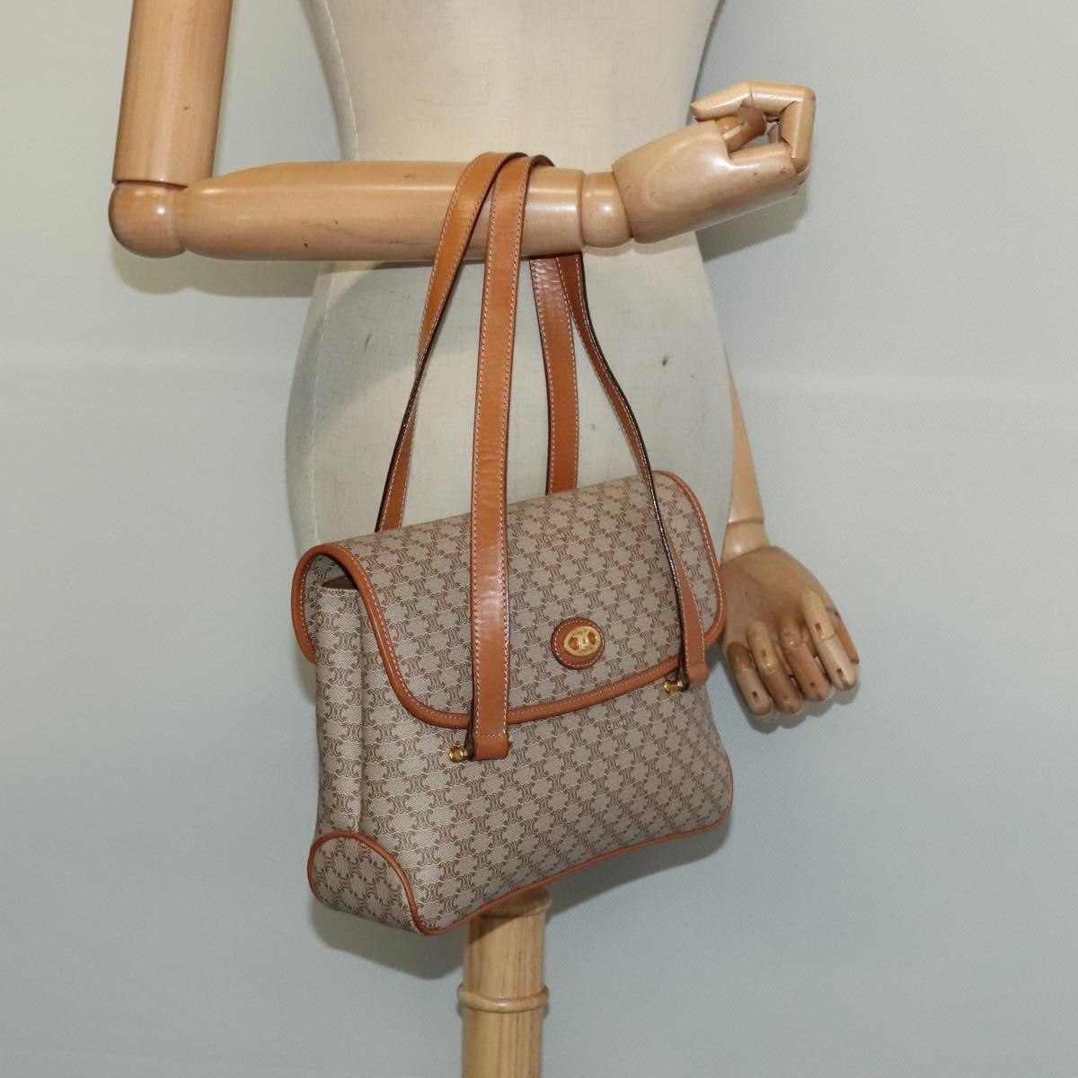Celine Vintage Macadam Handbag Canvas And Leather Beige Canvas Handbag