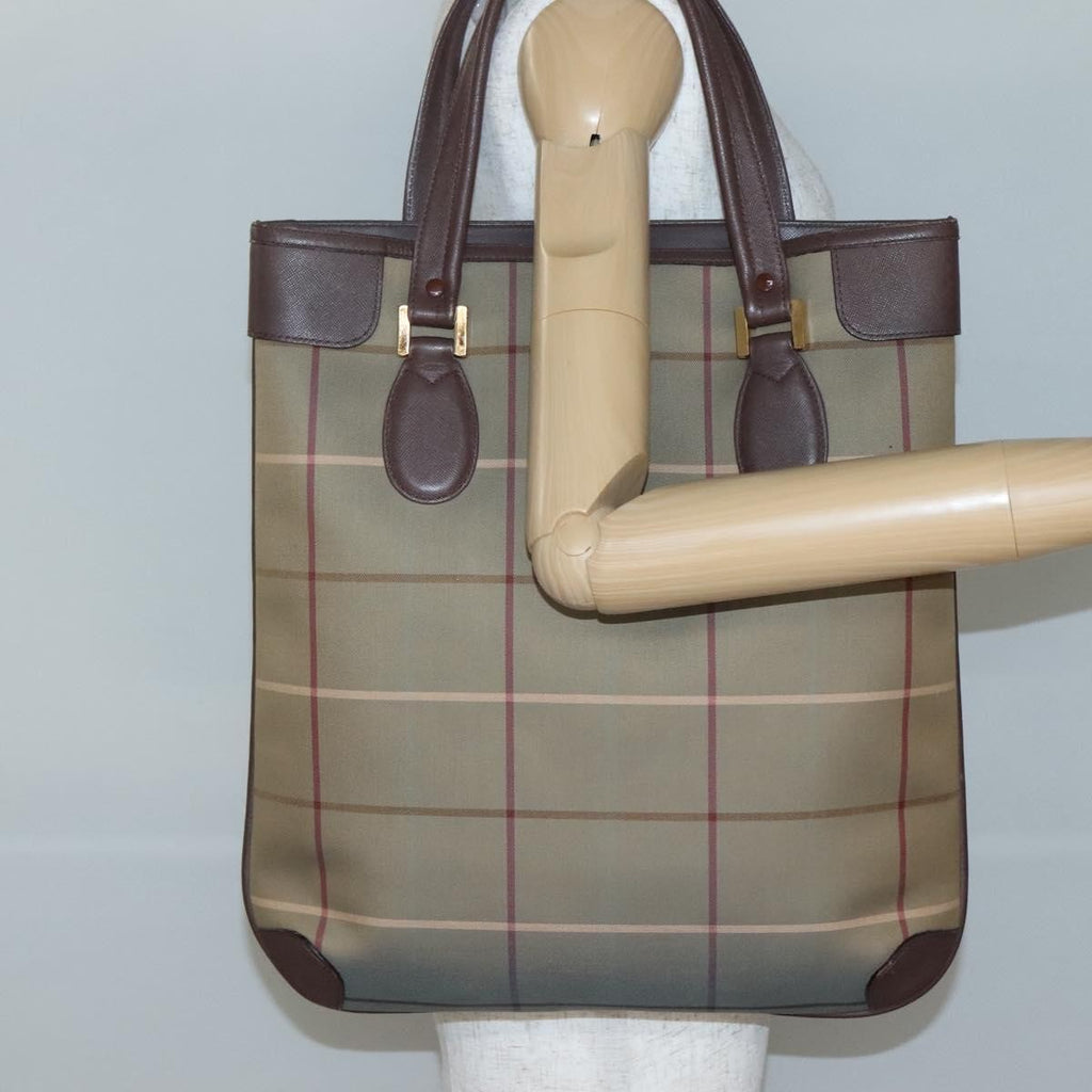 Burberry Nova Check Tote Canvas And Leather Beige Canvas Tote Bag
