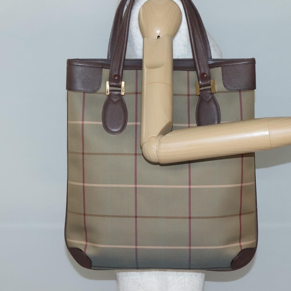 Burberry Nova Check Tote Canvas And Leather Beige Canvas Tote Bag
