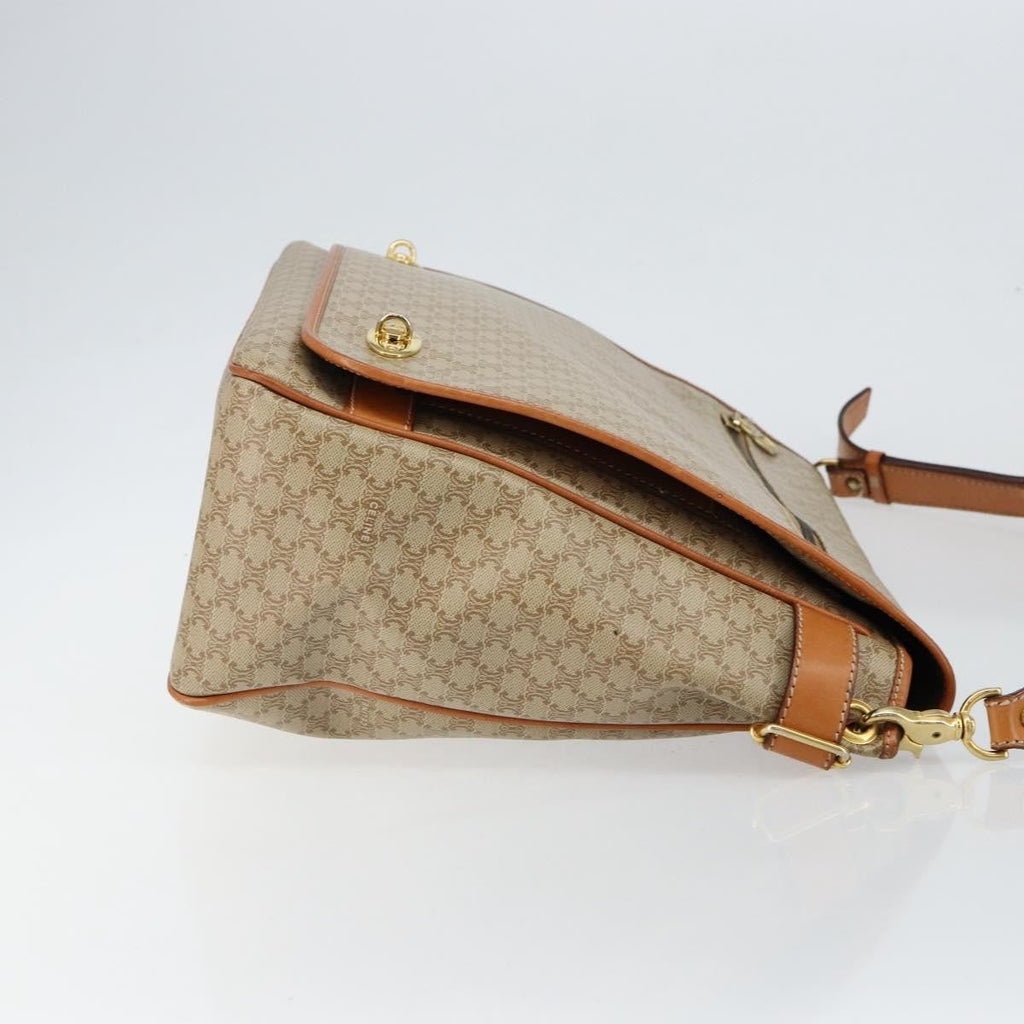 Celine Macadam Shoulder Bag Pvc Leather Beige Canvas Bag