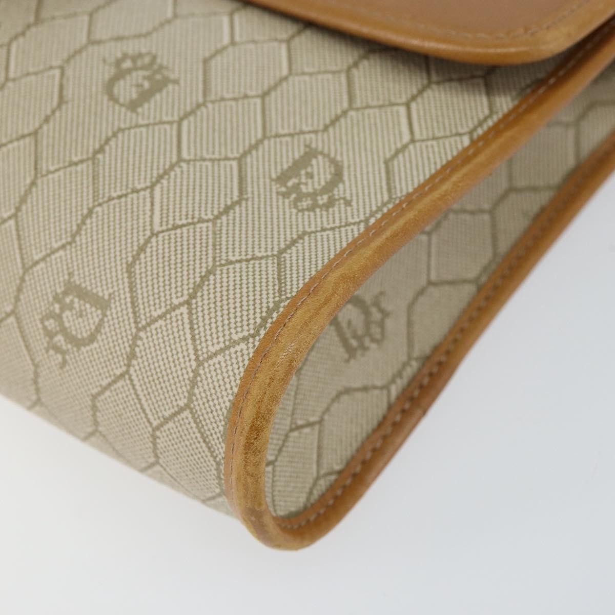 Christian Dior Vintage Honeycomb Flap Crossbody Bag Canvas And Leather Beige Canvas Shoulder Bag Bag (Pre-Owned)