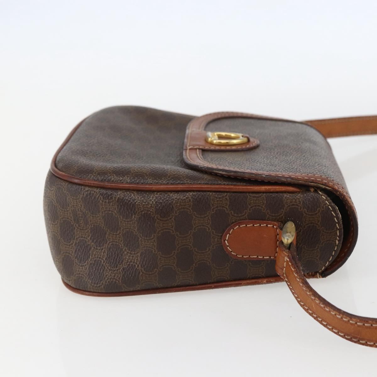 Celine Vintage Macadam Shoulder Bag Canvas And Leather Brown Canvas Shoulder Bag Bag