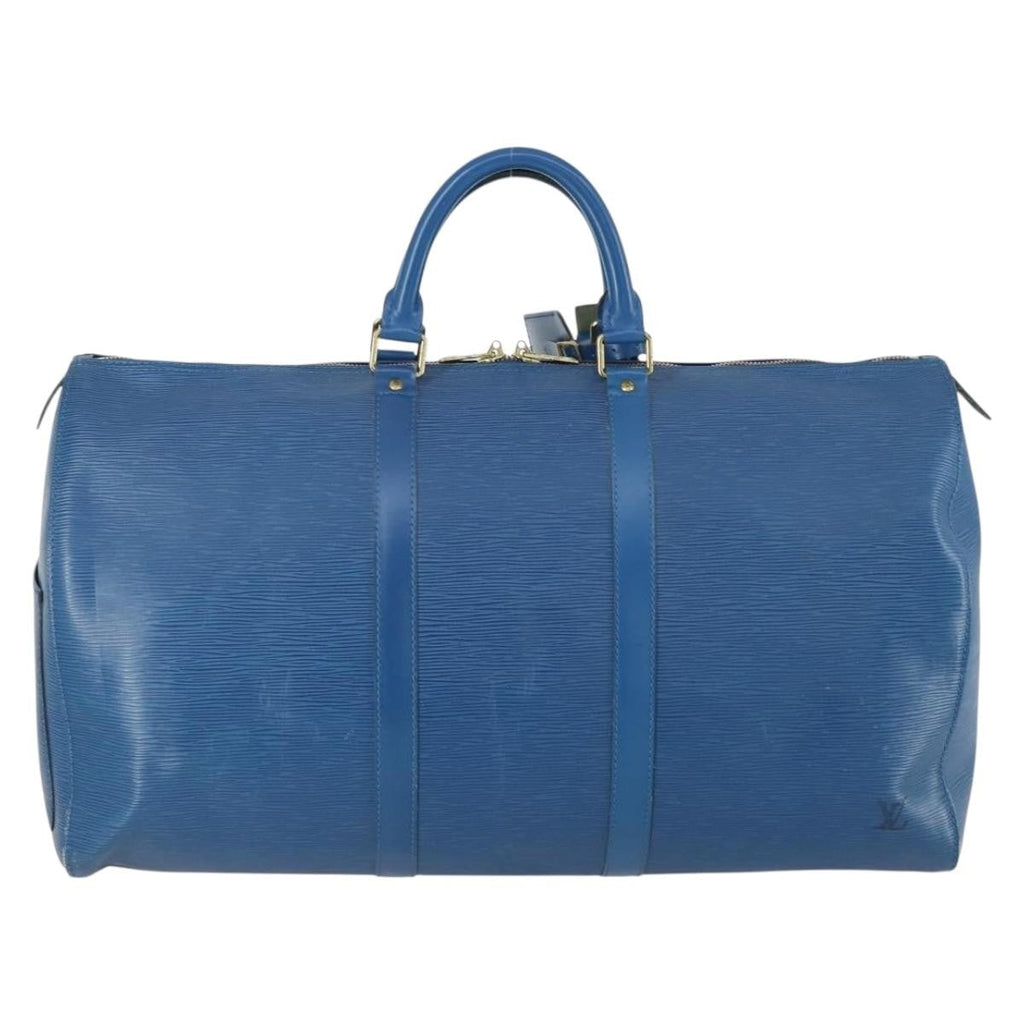 Louis Vuitton Keepall Bag Epi Leather Blue Leather Travel Bag