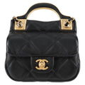 Chanel Lady Handle Flap Card Holder On Chain Quilted Calfskin Black Leather Bag