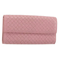 Bottega Veneta Intrecciato Long Zip  Wallet Leather Pink Leather Wallets Accessory