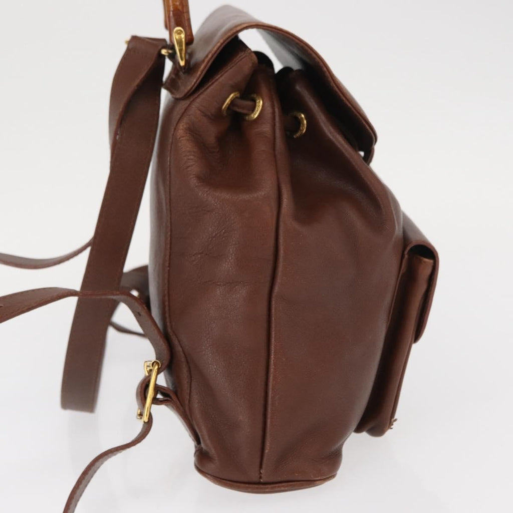 Gucci Vintage Bamboo Backpack Leather Brown Leather Backpack Bag (Pre-Owned)