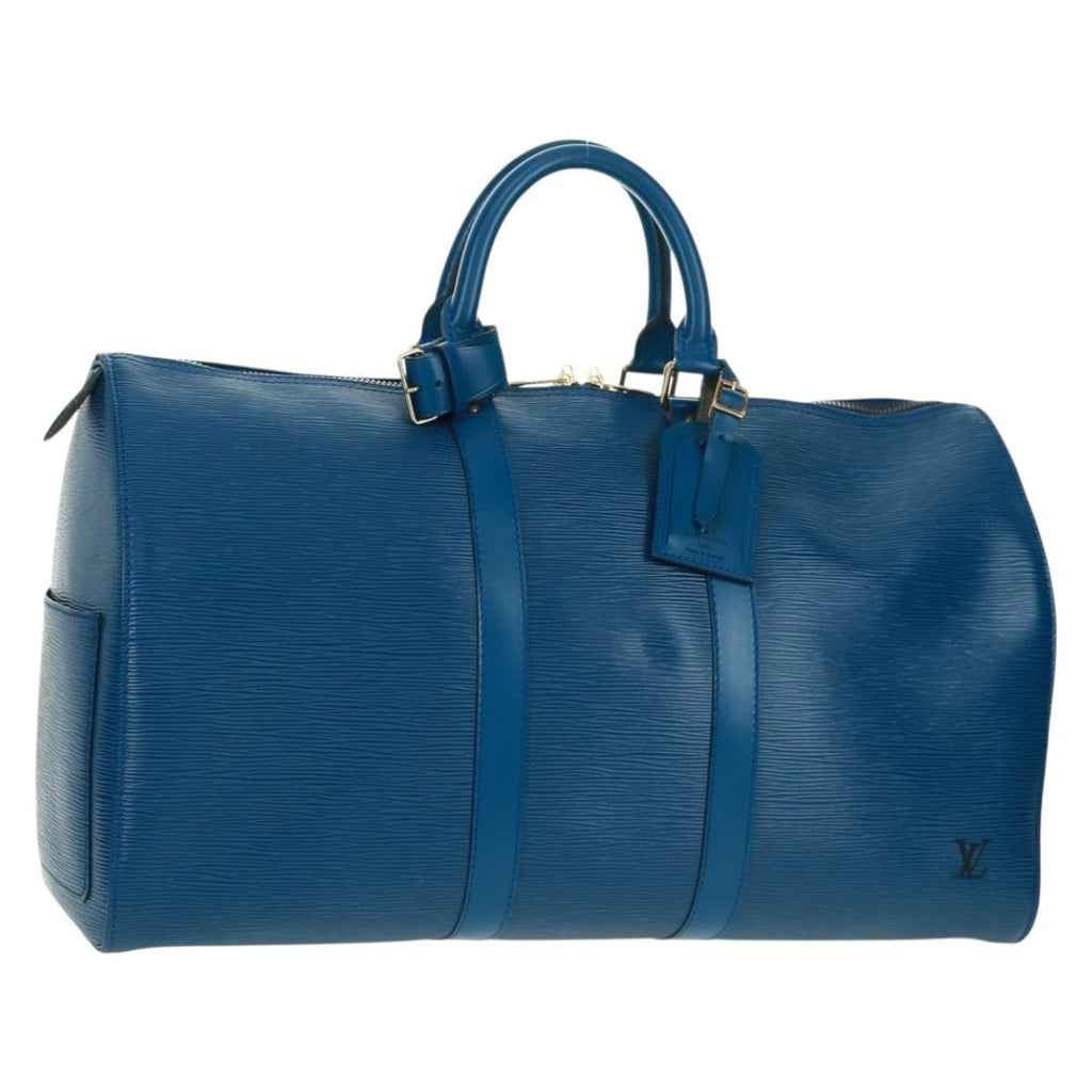 Louis Vuitton Keepall Bag Epi Leather Blue Leather Travel Bag