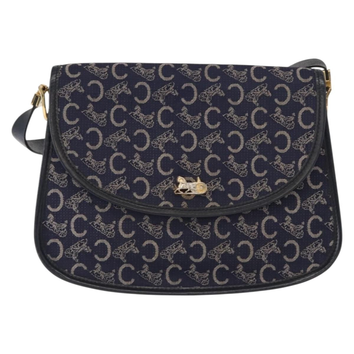 Celine C Sulky Shoulder Bag Canvas Navy Canvas Shoulder Bag Bag