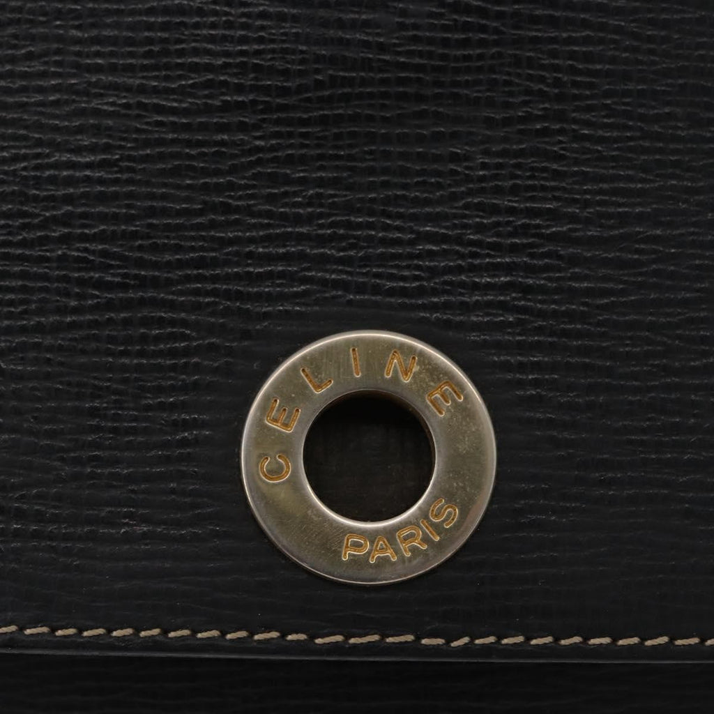 Celine Circle Logo Shoulder Bag Leather Black Leather Shoulder Bag Bag