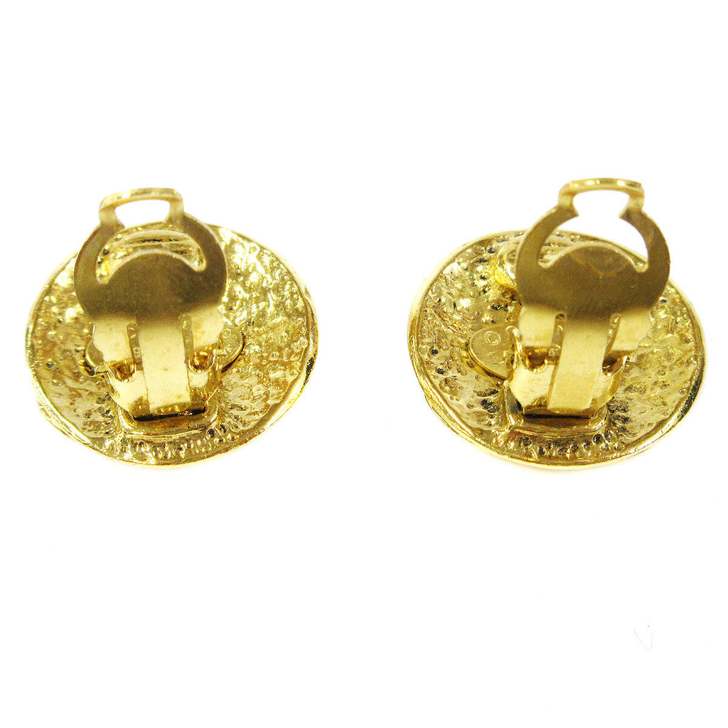 Chanel Cc Button Clip-On Earrings Metal Gold Gold_Plated Earrings Jewelry