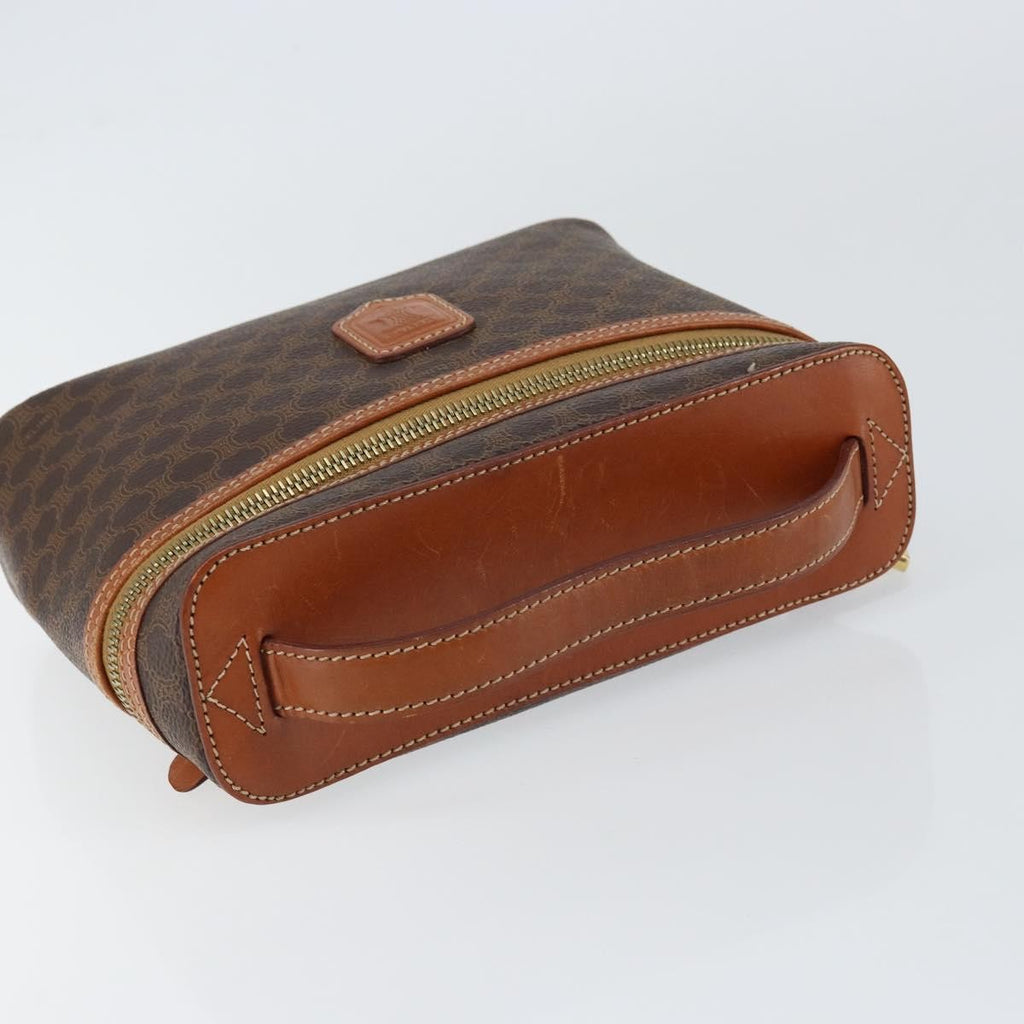 Celine Macadam Vanity Bag Canvas Brown Canvas Handbag